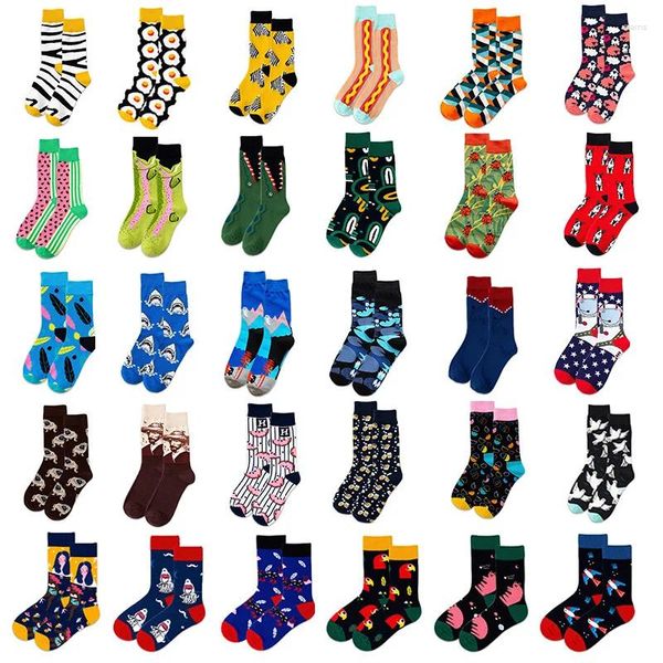 Calzini da uomo colorato casual felice e divertente 1 paio stampato unisex maschio sox cotone pettinato