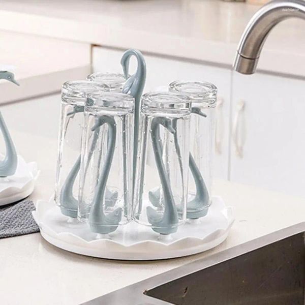 Acessório de carro de armazenamento de cozinha para copo Placement Swan Design Rotatable Suport Rotatable Drening Drening Glass Organizer Home Veículo