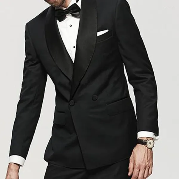 Ternos masculinos Black Double Double Men Slim Fit Form Formal Wedding Groom Tuxedos para o namorado 2023 Man Moda