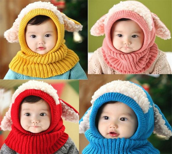 Новая маленькая собачья овца девочек детские шляпы твил детская зимняя вязаная шарф шарф Set Setdler теплый балаклава -шап