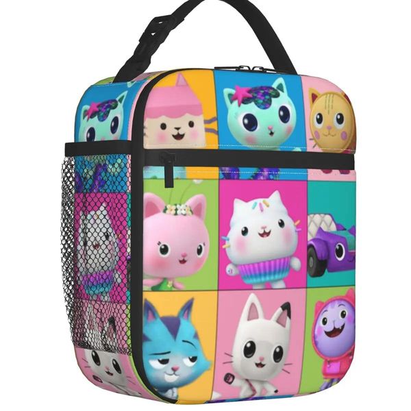 Bolsas Gabby Kitty Cat Cartoon Dollouse Caracteres isolados lanchonetes para o escritório Rescision Thermal Resfriger Bento Box Women Children Children