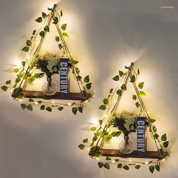 Placas decorativas Planta verde simulada LED LIGHT HANGING STAND MACAME