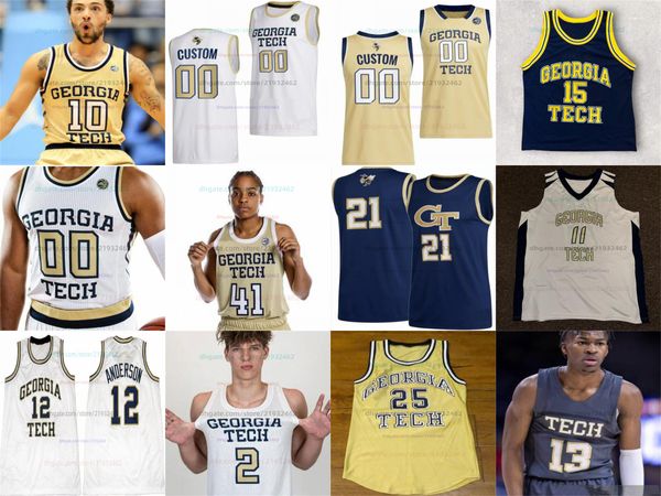 Customzied Georgia Tech Yellow Jackets Basketball Jerseys Mens Women Youtd Lothing Tafara Gapare Miles Kelly Kowacie Reeves 3 Коулман Кайл Стурдивант