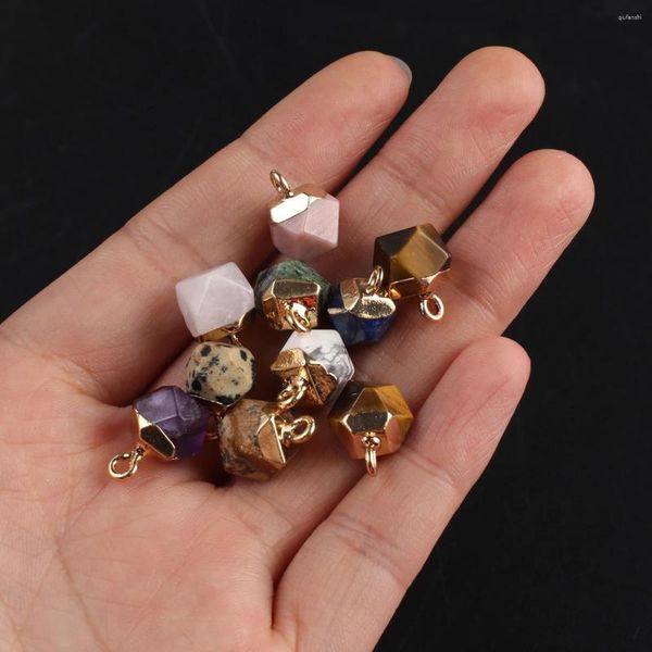 Colares pendentes 5pcs Quartz de pedra natural Pingentes de ouro banhados a ouro Charms opalos para jóias Fazendo brincos de colar de mulheres DIY presentes
