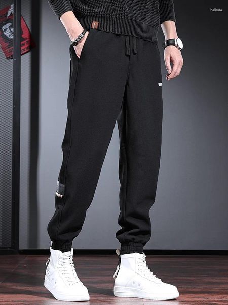 Pantaloni da uomo autunno pantaloni della tuta larghi neri uomini casual sport di moda sport elastico in giro per la vita dei pantaloni