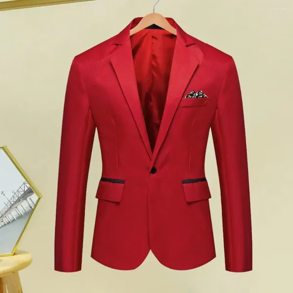 Herrenanzüge Männer Anzug Manteljacke formeller Business-Stil Slim Fit Single-Button-Strickjacke mit Turnhalskragen solide