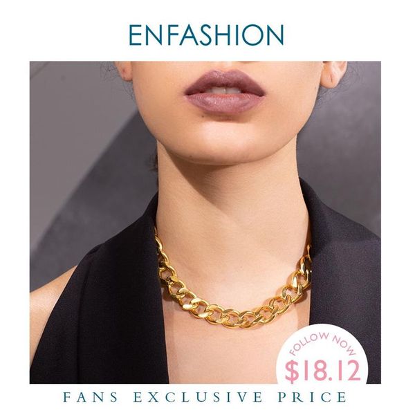 Enfashion Punk Big Strong Link Chain Choker Halskette Frauen Gold Farbe Edelstahl Statement Halsketten Männer Schmuck P193041 LJ20251V