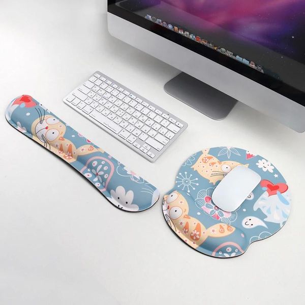 Rests 2pcs Sevimli MousePad Klavye Seti Yükseltilmiş Ev Ofis Klavye Mouse Pad Ele Talep bileği PC için Destek Fare Yastığı