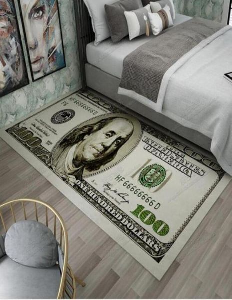 40cm90cm Crative Nonslip Creat Rug Modern Home Decor Carpet Runner Dollar Print Carpet Сто доллар 100 счета печати QQASF3753953