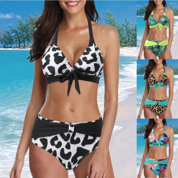Damen Badebekleidung 2023 Badeanzug gedruckt Dreieck Bikini Split Large Bading Suits Teen Girl
