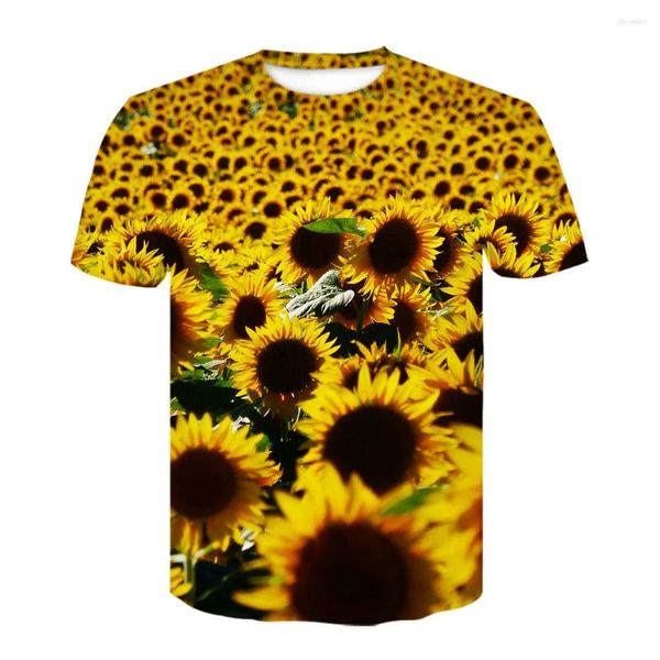 Camisa de girassol da camisa de girassol masculina Homens Mulheres Moda Moda Thirtts Kids Boy Garota Harajuku Tees Tops Camisetas femininas