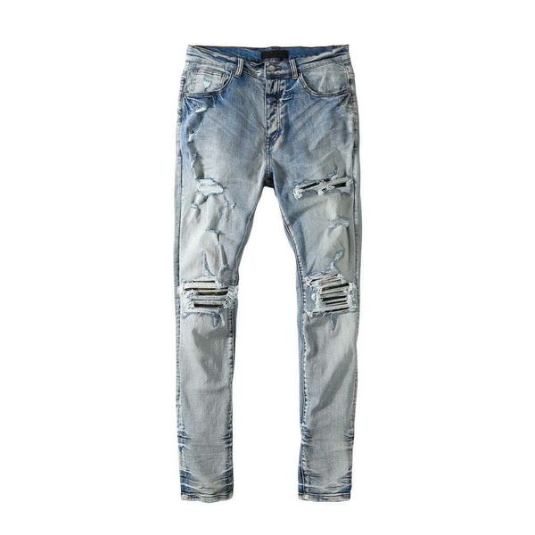 Jeans masculino jeans de designer para calças homem branco rock rock rock calça de moto