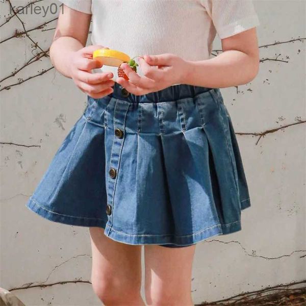 Röcke Baby Girls Jean Rock Kinder Baumwollröcke Kleinkind Kurzkleid Kleinkindparty Kostüm 2023 Sommer Kinderkleidung koreanischer Stil YQ231223