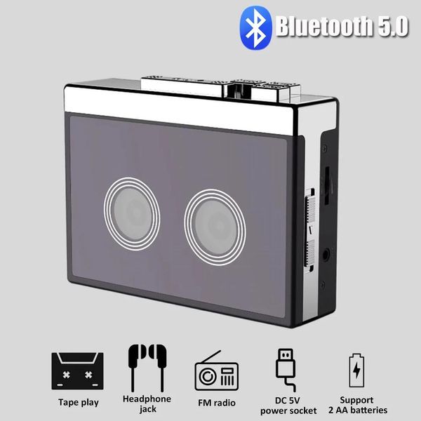 Conneptors Mini Retro FM Radio Radio Properable Bluetooth 5.0 Cassette Player Packre Classic Lake Player Outdoor Music Walkman с разъемом для наушников