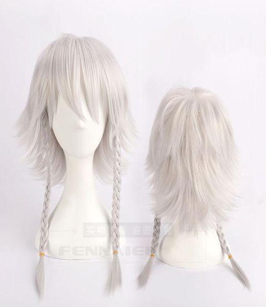 Аниме Touhou Project Op Reaper Genderbend Izayoi Sakuya Cosplay Wig Siread Grey Fraided Wig Hair Cap3460511