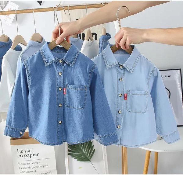 Hemden Kinder Hemden Baby Kinder Jungen Baumwolle Sommer -Denim -Schichten Kinder Frühling Autumn Tops Kleidung Baby Jungen Sonne Clods Babyhemden