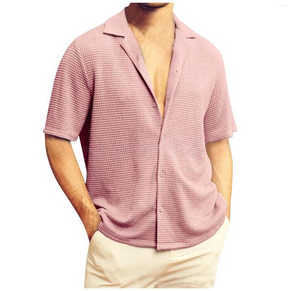 Camicie casual da uomo Shirt hawaiano per uomini abbottini vintage giù per la manica corta spiaggia estiva t