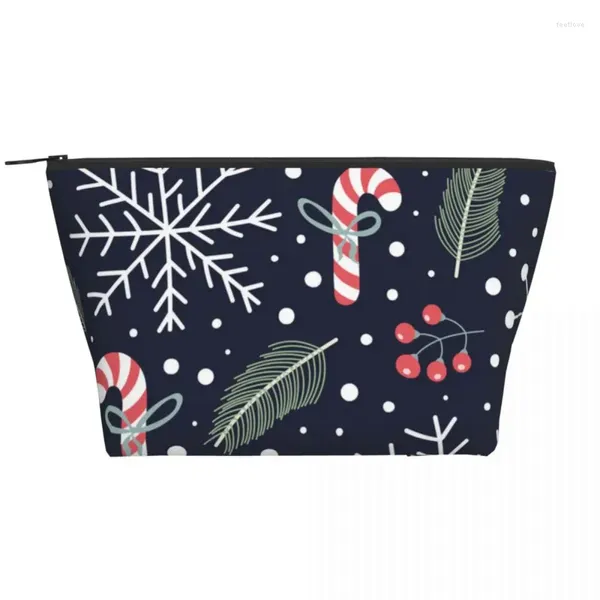 Kosmetische Taschen Urlaub mit Weihnachtsbonbons Trapezoidal tragbarer Make -up Daily Storage Bag Hülle für Reisetilmschmuck Schmuck