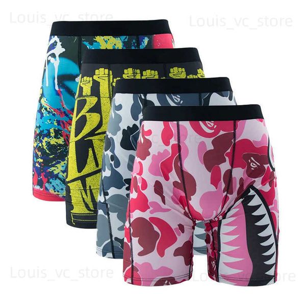 UNDUPTS 4pcs Moda Baskı Erkekleri İç çamaşırı Boksör Şortları Cueca Erkek Panties Popüler Boxershorts Mix Renk Erkek Makineleri T231223