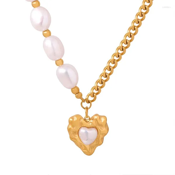 Collane a ciondolo 2023 Gioielli Trendy in acciaio inossidabile Fasci per il cuore personalizzato Collana di perle d'acqua dolce per donne