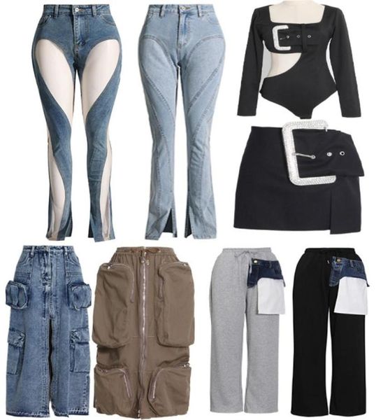 Saias de sexo feminino com traje grande de alfinete com pinn slim e jeans longa saia e calça com boa forma de corte muitos modelos SML5802939