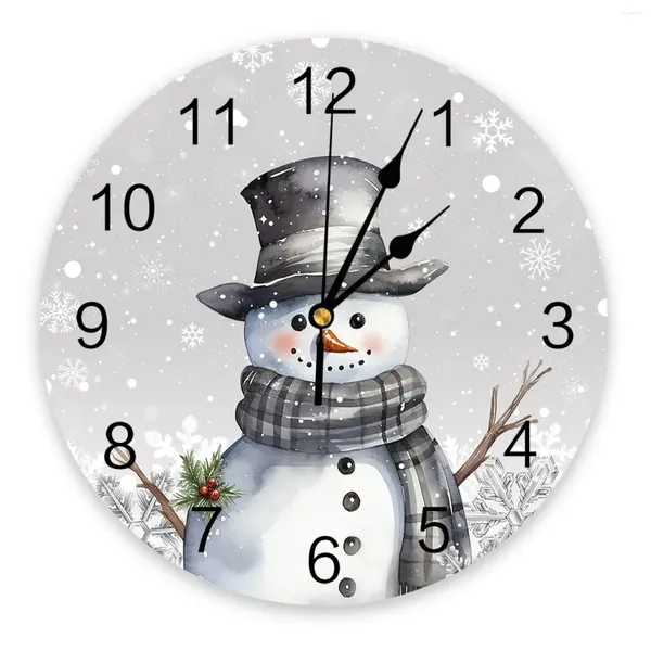 Wanduhren Weihnachten Schneeflocken Schneemann Runde Uhr Moderne Design Küche Hanging Uhren Home Decor Stille