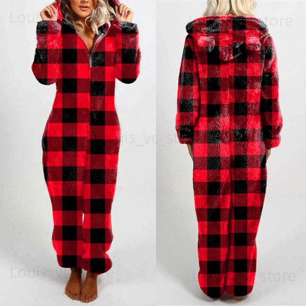 Abbigliamento per il sonno femminile da donna salta in un pezzo unico pigiama per donne con cappuccio inverno autunno abito da sonno caldo peluche di peluche homewear lungo pijama t231223