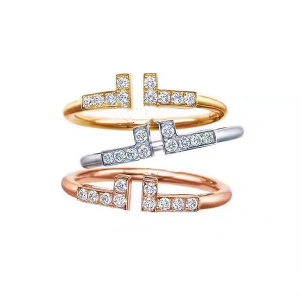 Bandringe Luxus Design Diamond Ring Brief Gold plattierte Materialringe Mode Schmuckversorgung