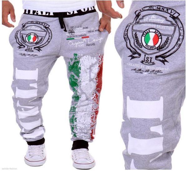 Erkekler joggers moda İtalya bayrak baskısı joggers rahat gevşek siyah mavi beyaz hip hop erkek pantolon mxxl8560910