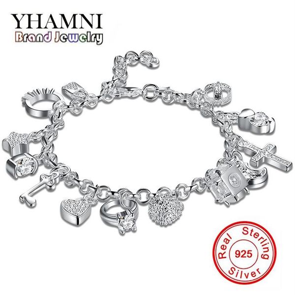 Yhamni Brand Design unico 925 Bracciale bracciale argento Bracciale Braccialetti Braccialetti per le donne H144317O