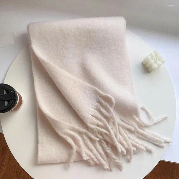 Schals langer Schal stilvoller Winterdicker warmer, winddes Schal mit verdrehtem Quasten, detailliertes Halsschutz modisch