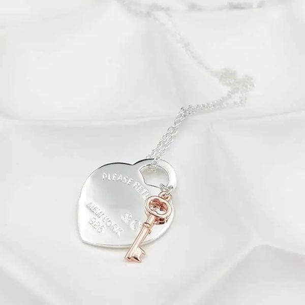 Collane a pendente cuore e collana chiave per donne 1 925 Sterling Sterling Luxury Gioielli regali Co Dropmk70 Mk70