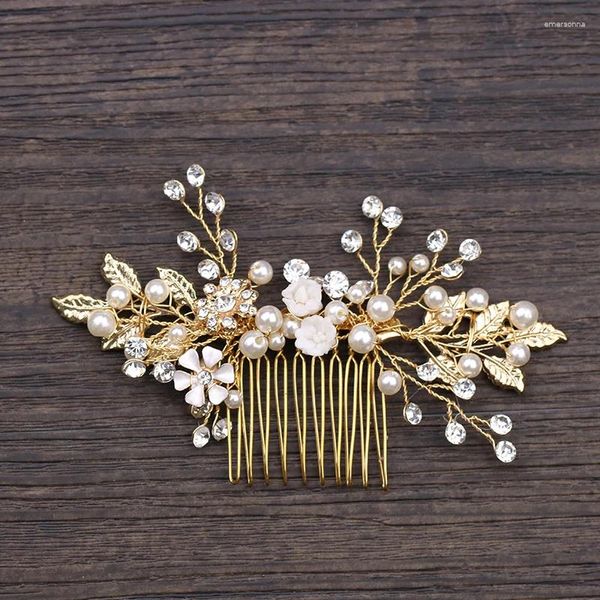Clip per capelli Trendy Rhinestone Flower Pearl Combinati Accessori da sposa Ornamenti Ornamenti per la sposa Gioielli fatti a mano