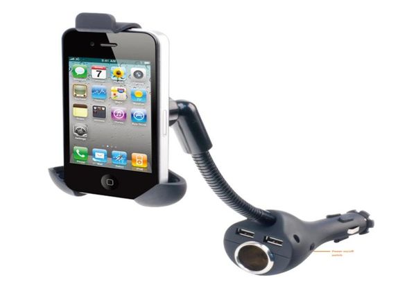 Universal Car Phone Ladegeräte Zigarette leichter Dual USB Ladegerät Mount Ständer für iPhone Samsung HTC usw. Smartphones GPS3492468