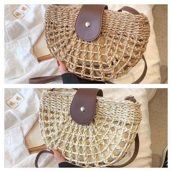 Handgefertigte Umhängetasche Dame Handtaschen gewebt Böhmen Clutch neue Sommer Rattan-Taschen Frauen Sattel Stroh Umhängetasche FMT-4180