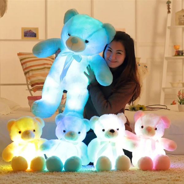 32-75cm Luminous Luminous Creative Up Teddy urso de pelúcia de pelúcia de pelúcia brinquedo de pelúcia colorida colorida ursinho de pelúcia presente de natal para criança 231222