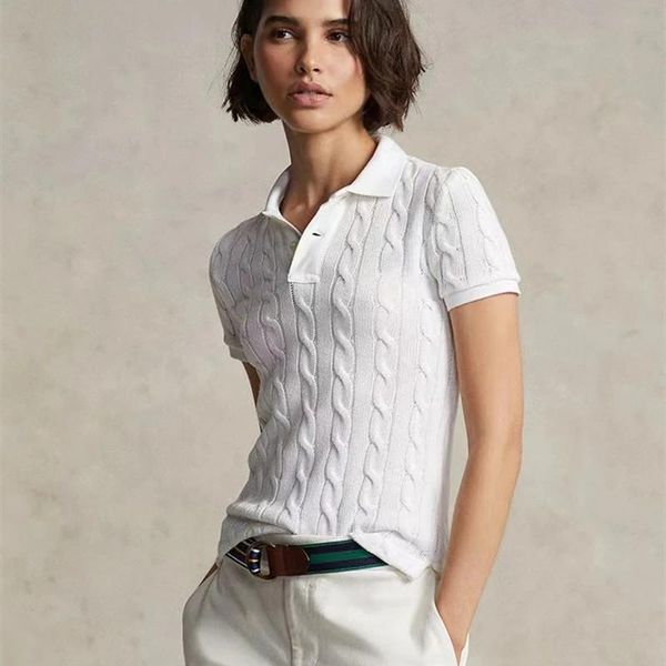 Ternos 2023 novo verão feminino rl bordado pequeno pônei manga curta 100% algodão camisa polo feminino camisola de malha pullovers topos