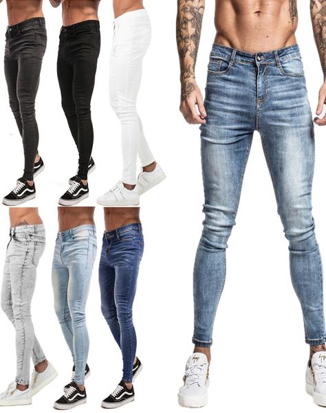 Herren Skinny Jeans 2019 Super Skinny Jeans Männer nicht zerrissene Dehnungshose Elastische Taille große Größe European W36 ZM01 LY1912101623410