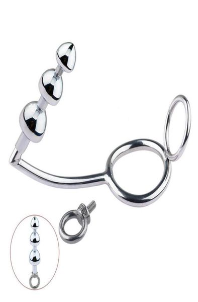 Cockrings 404550mm Metallanalstopfen mit Hahn Ring Männlich Keuschheitsgürtel Gerät Ball Stretcher Penis Erwachsene Spiel Sexspielzeug für MEN3513952