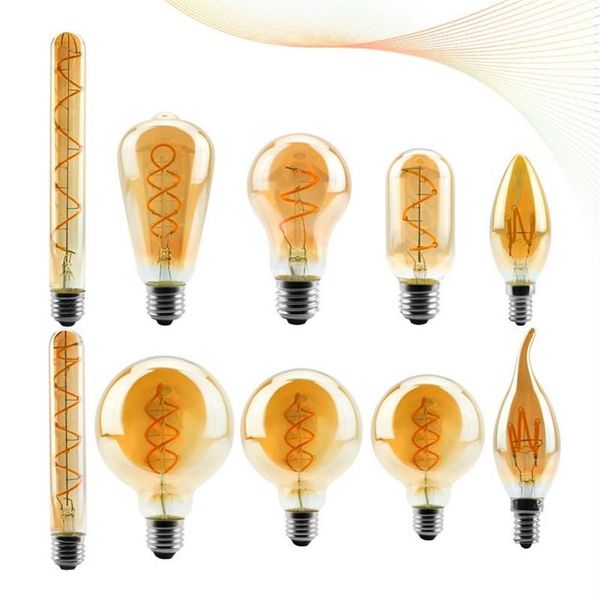 LampenlED -LED -Filamentbirne C35 T45 ST64 G80 G95 G125 Spirallicht 4W 2200K Retro Vintage Lamps Dekorative Beleuchtung Dimmbarer Edison La289c