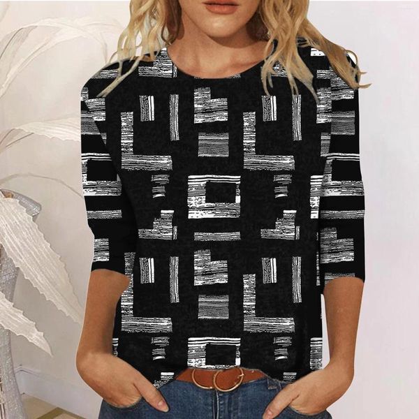 Frauenblusen Frauen drucken Bluse Casual Fashion Butterfly Drucken O Hals drei Viertel Ärmel Tops Hemd Y2K Kleidung Camisas