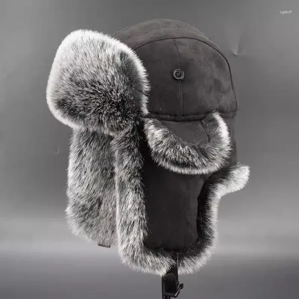 Berets Herumn Winter Männer Frauen Lei Feng Cap Wärme Ohr-Ski-Motorrad Kaltes Wattebuthut Faux Wildleder Leder TB1708