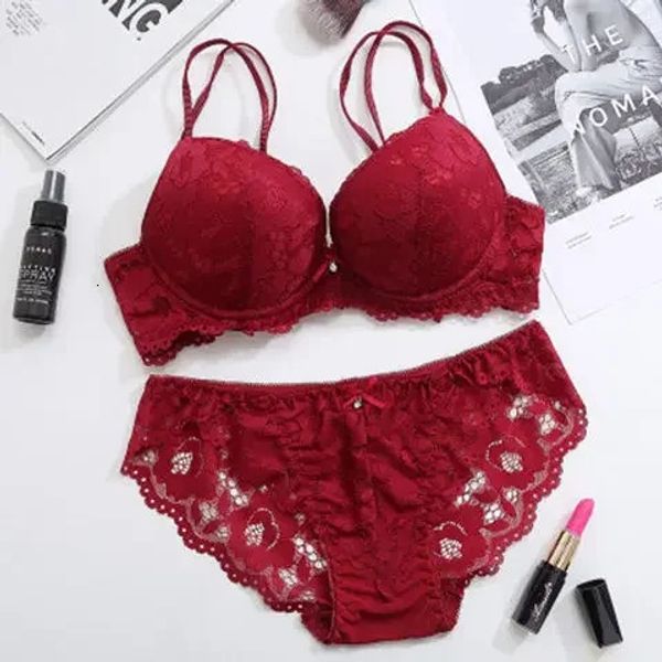 Big Push Up Bra Set 7 Colours Lace e Panty Sexy Womens Ramoidery Deep V Lingerie di buona qualità Pretty Indefera 231222 231222