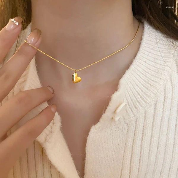 Collane a pendente classiche in acciaio inossidabile collana d'amore dorata del cuore da 18k oro piastre di gioielli a catena semplice impermeabile impermeabile