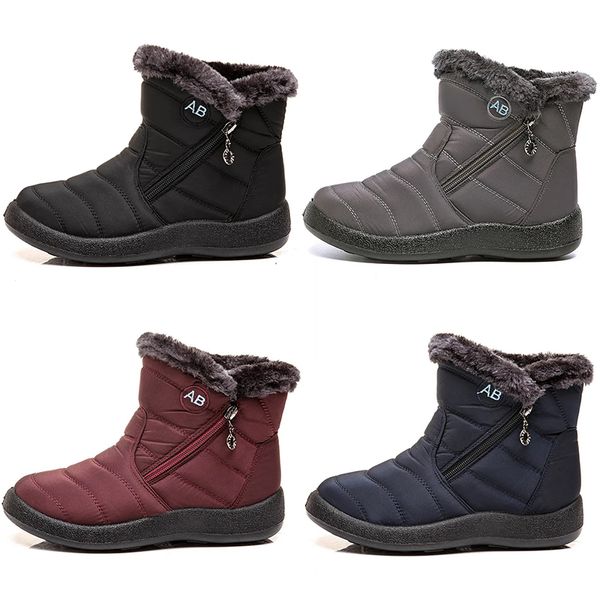 Designer Warm Ladies Botas de neve Luz de algodão Sapatos mulheres preto vermelho azul cinza Botas de tornozelo de inverno Tênis esportivos ao ar livre