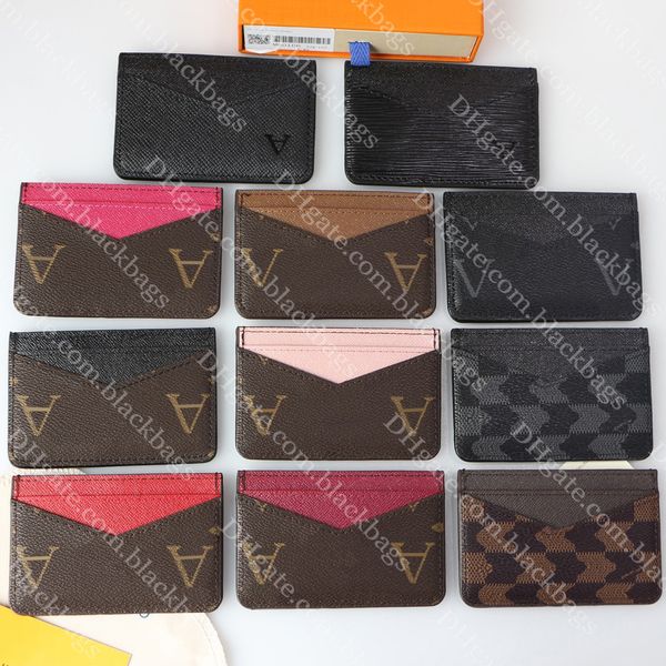 Orijinal deri cüzdan tasarımcı erkek kadınlar mini cüzdan yüksek kaliteli kredi kartı sahibi ince banka kart sahibi para çanta kutu toplam 5 kart yuvası toptan