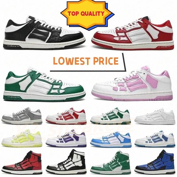 Designer Skel Top Low Men Momen Shoes Ossos Oi tênis de couro Esqueleto de luxo azul vermelho branco preto verde cinza rosa casal casual mass feminino sapatos x23