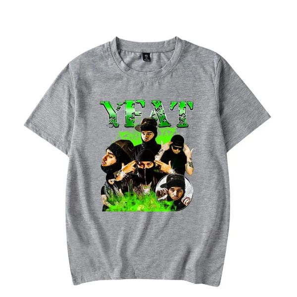 Rapper Yeat 2 Alive World Tour de grandes dimensões camiseta homens homens de verão Crewneck de manga curta Funny Tshirt Graphic Tees Streetwear 547