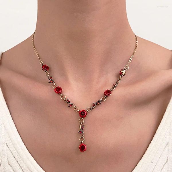 Подвесные ожерелья готические винтажные розовые ожерелье Женщины девочки мистические ювелирные аксессуары для ювелирных изделий Колдовство Подарок