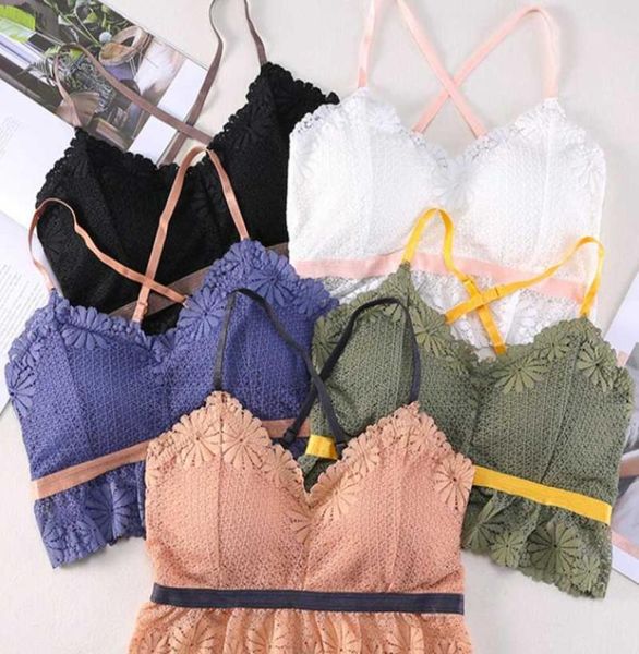 NOVAS mulheres Bralette French Style Lace Bra Girls Full Cup Lingerie Deep V Roupa Roupa Sem fio Soft Fino Bra8810732